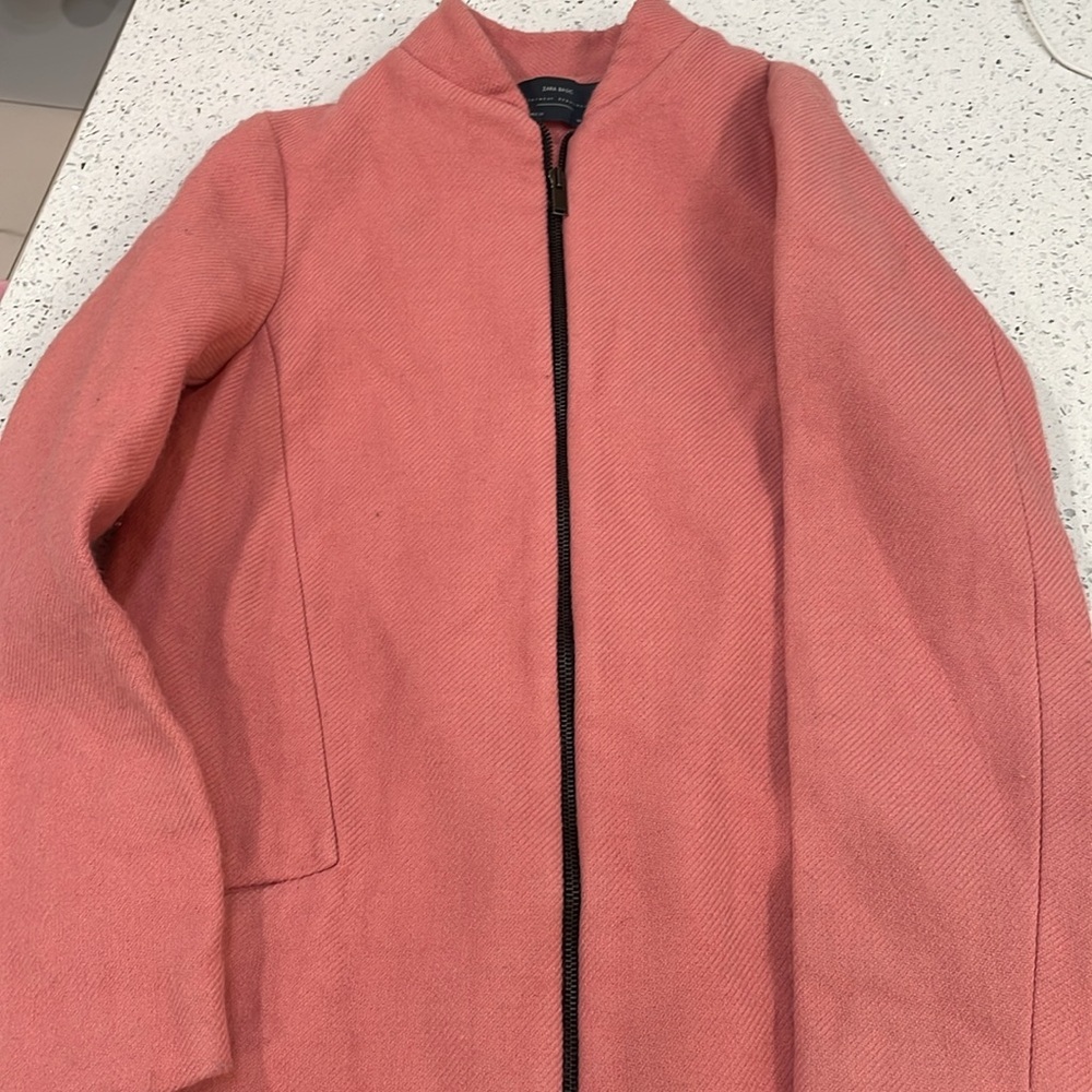 ZARA Pink Wool Coat jacket size XS - Picture 3 of 6